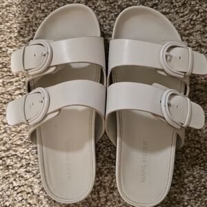 Marc Fisher White Double-Strap Sandals
